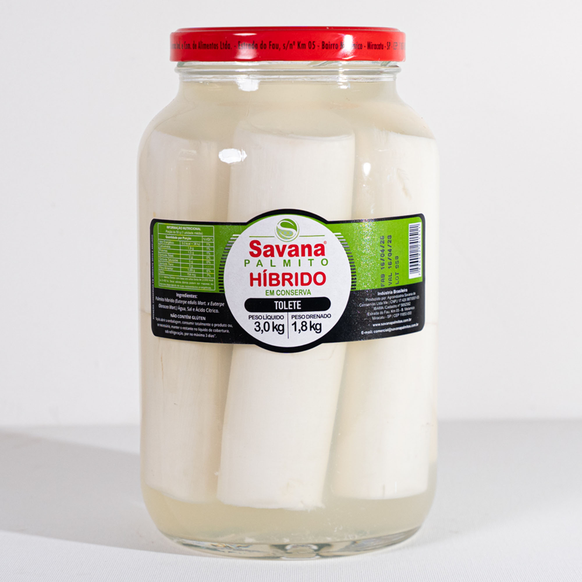 Palmito Híbrido Tolete | 1,8kg