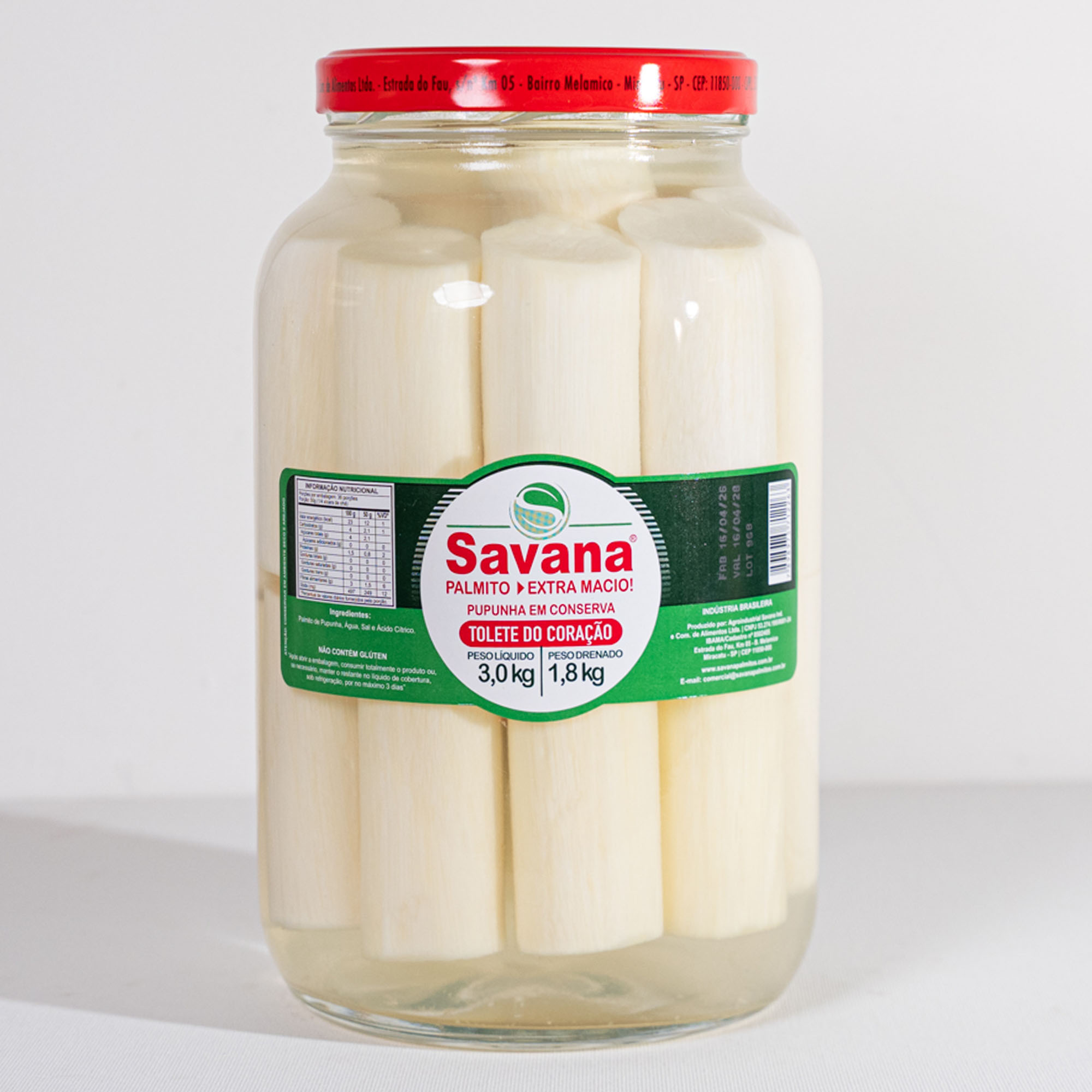 Palmito Pupunha Tolete do Coração | 1,8kg [N]